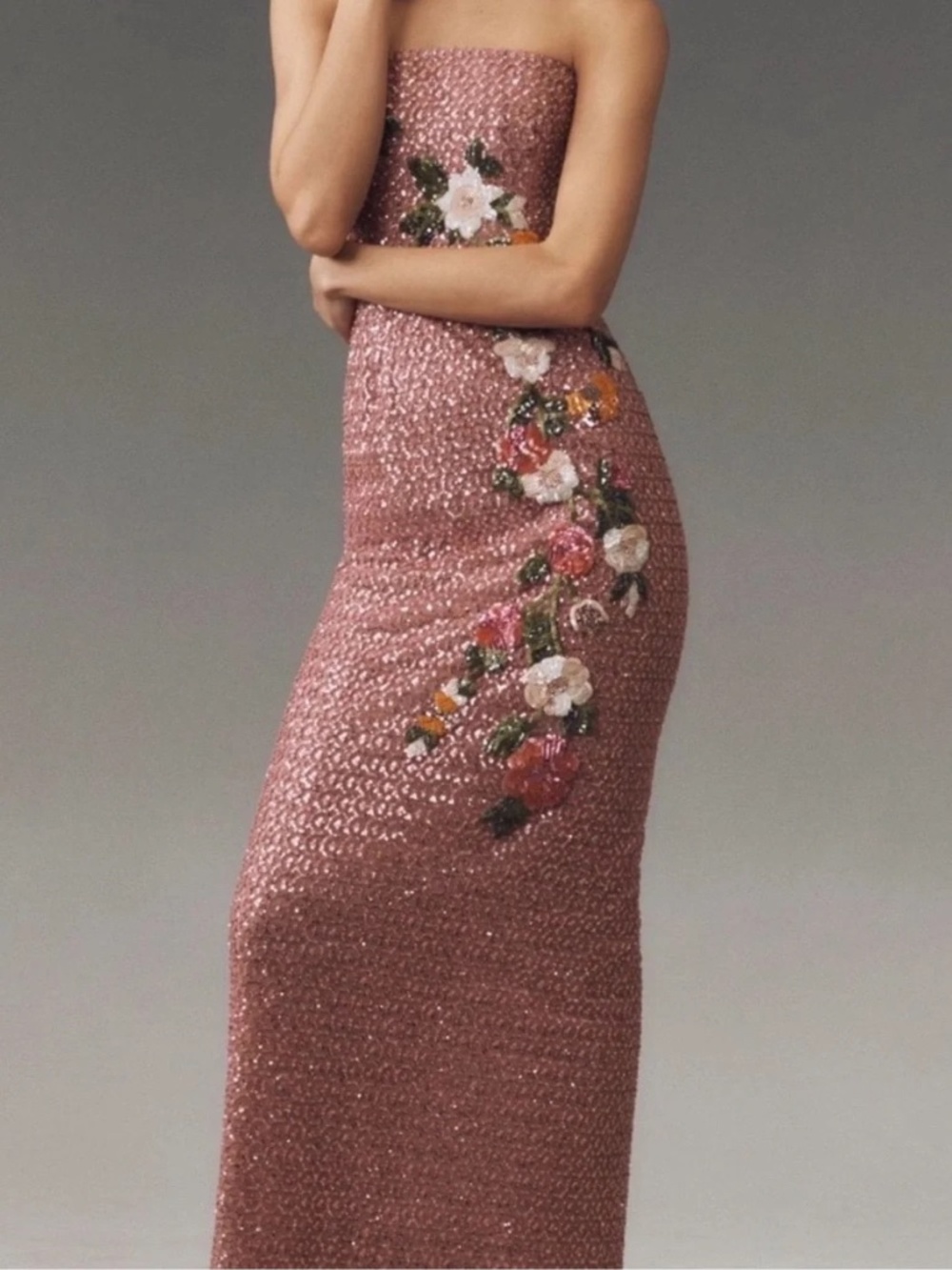 Helsi Silvia Strapless Stretch Sequin Midi Mauve PinkDress - Picture 4 of 7